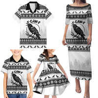 Funny Christmas F Caw F Raven Family Matching Puletasi and Hawaiian Shirt Merry Craw Mas - Wonder Print Shop