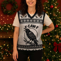 Funny Christmas F Caw F Raven Christmas Knitted V-Neck Vest Merry Craw Mas - Wonder Print Shop