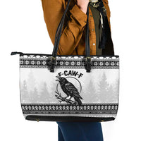 Funny Christmas F Caw F Raven Leather Tote Bag Merry Craw Mas - Wonder Print Shop