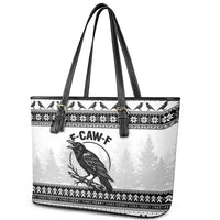 Funny Christmas F Caw F Raven Leather Tote Bag Merry Craw Mas - Wonder Print Shop
