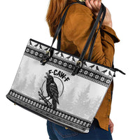 Funny Christmas F Caw F Raven Leather Tote Bag Merry Craw Mas - Wonder Print Shop