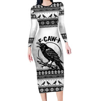 Funny Christmas F Caw F Raven Long Sleeve Bodycon Dress Merry Craw Mas - Wonder Print Shop