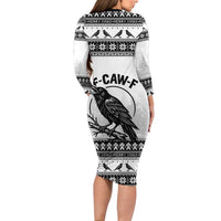 Funny Christmas F Caw F Raven Long Sleeve Bodycon Dress Merry Craw Mas - Wonder Print Shop