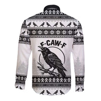 Funny Christmas F Caw F Raven Long Sleeve Button Shirt Merry Craw Mas - Wonder Print Shop