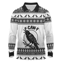 Funny Christmas F Caw F Raven Long Sleeve Polo Shirt Merry Craw Mas - Wonder Print Shop