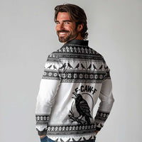 Funny Christmas F Caw F Raven Long Sleeve Polo Shirt Merry Craw Mas - Wonder Print Shop