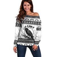 Funny Christmas F Caw F Raven Off Shoulder Sweater Merry Craw Mas - Wonder Print Shop