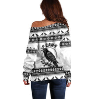 Funny Christmas F Caw F Raven Off Shoulder Sweater Merry Craw Mas - Wonder Print Shop