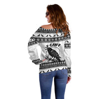 Funny Christmas F Caw F Raven Off Shoulder Sweater Merry Craw Mas - Wonder Print Shop