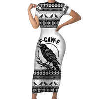 Funny Christmas F Caw F Raven Short Sleeve Bodycon Dress Merry Craw Mas - Wonder Print Shop
