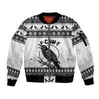 Funny Christmas F Caw F Raven Sleeve Zip Bomber Jacket Merry Craw Mas - Wonder Print Shop