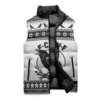 Funny Christmas F Caw F Raven Sleeveless Puffer Jacket Merry Craw Mas - Wonder Print Shop