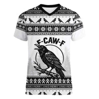 Funny Christmas F Caw F Raven Women V-Neck T-Shirt Merry Craw Mas - Wonder Print Shop