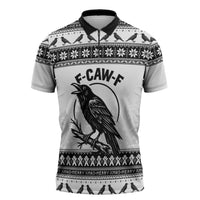 Funny Christmas F Caw F Raven Zipper Polo Shirt Merry Craw Mas - Wonder Print Shop