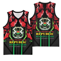 Burkina Faso Republic Day Basketball Jersey Coat Of Arms With Rose - Wonder Print Shop