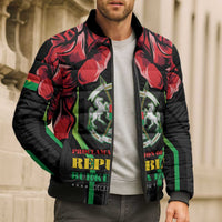 Burkina Faso Republic Day Bomber Puffer Jacket Coat Of Arms With Rose - Wonder Print Shop