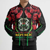Burkina Faso Republic Day Bomber Puffer Jacket Coat Of Arms With Rose - Wonder Print Shop