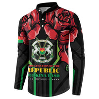 Burkina Faso Republic Day Button Sweatshirt Coat Of Arms With Rose - Wonder Print Shop