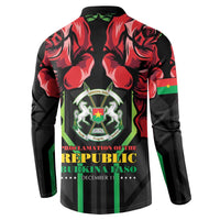 Burkina Faso Republic Day Button Sweatshirt Coat Of Arms With Rose - Wonder Print Shop