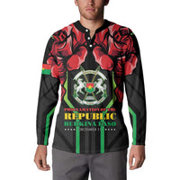 Burkina Faso Republic Day Button Sweatshirt Coat Of Arms With Rose - Wonder Print Shop