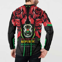 Burkina Faso Republic Day Button Sweatshirt Coat Of Arms With Rose - Wonder Print Shop