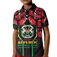 Burkina Faso Republic Day Kid Polo Shirt Coat Of Arms With Rose - Wonder Print Shop