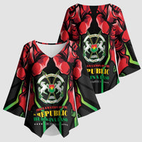 Burkina Faso Republic Day Kimono Sleeve Blouse Coat Of Arms With Rose - Wonder Print Shop