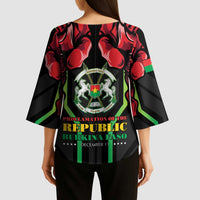 Burkina Faso Republic Day Kimono Sleeve Blouse Coat Of Arms With Rose - Wonder Print Shop