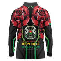 Burkina Faso Republic Day Long Sleeve Polo Shirt Coat Of Arms With Rose - Wonder Print Shop