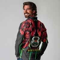 Burkina Faso Republic Day Long Sleeve Polo Shirt Coat Of Arms With Rose - Wonder Print Shop