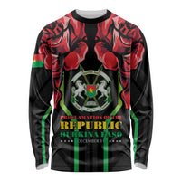 Burkina Faso Republic Day Long Sleeve Shirt Coat Of Arms With Rose - Wonder Print Shop