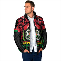 Burkina Faso Republic Day Padded Jacket Coat Of Arms With Rose - Wonder Print Shop