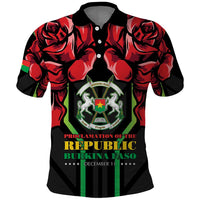 Burkina Faso Republic Day Polo Shirt Coat Of Arms With Rose - Wonder Print Shop