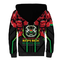 Burkina Faso Republic Day Sherpa Hoodie Coat Of Arms With Rose - Wonder Print Shop