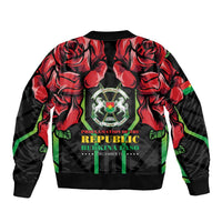 Burkina Faso Republic Day Sleeve Zip Bomber Jacket Coat Of Arms With Rose - Wonder Print Shop