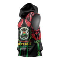 Burkina Faso Republic Day Sleeveless Hoodie Coat Of Arms With Rose - Wonder Print Shop