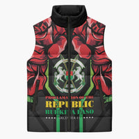 Burkina Faso Republic Day Sleeveless Puffer Jacket Coat Of Arms With Rose - Wonder Print Shop