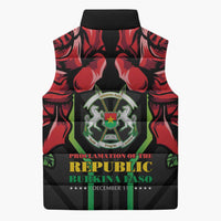 Burkina Faso Republic Day Sleeveless Puffer Jacket Coat Of Arms With Rose - Wonder Print Shop