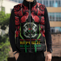 Burkina Faso Republic Day Sleeveless Puffer Jacket Coat Of Arms With Rose - Wonder Print Shop