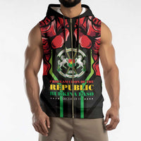 Burkina Faso Republic Day Sleeveless Zip Hoodie Coat Of Arms With Rose - Wonder Print Shop
