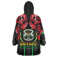 Burkina Faso Republic Day Wearable Blanket Hoodie Coat Of Arms With Rose - Wonder Print Shop