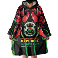 Burkina Faso Republic Day Wearable Blanket Hoodie Coat Of Arms With Rose - Wonder Print Shop