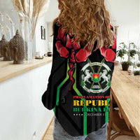Burkina Faso Republic Day Women Casual Shirt Coat Of Arms With Rose - Wonder Print Shop