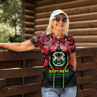 Burkina Faso Republic Day Women Polo Shirt Coat Of Arms With Rose - Wonder Print Shop