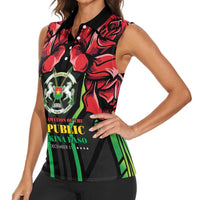 Burkina Faso Republic Day Women Sleeveless Polo Shirt Coat Of Arms With Rose - Wonder Print Shop