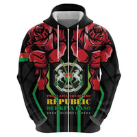 Burkina Faso Republic Day Zip Hoodie Coat Of Arms With Rose - Wonder Print Shop
