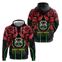Burkina Faso Republic Day Zip Hoodie Coat Of Arms With Rose - Wonder Print Shop