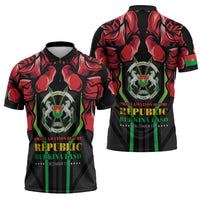 Burkina Faso Republic Day Zipper Polo Shirt Coat Of Arms With Rose - Wonder Print Shop