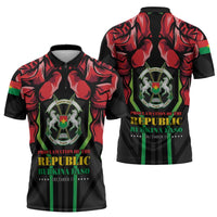 Burkina Faso Republic Day Zipper Polo Shirt Coat Of Arms With Rose - Wonder Print Shop