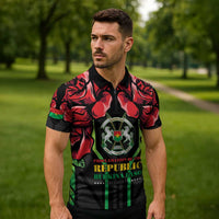 Burkina Faso Republic Day Zipper Polo Shirt Coat Of Arms With Rose - Wonder Print Shop